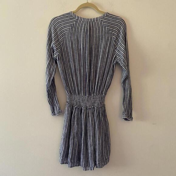 RAILS blue and white jasmine stripe linen long sleeve dress - Picture 5 of 7